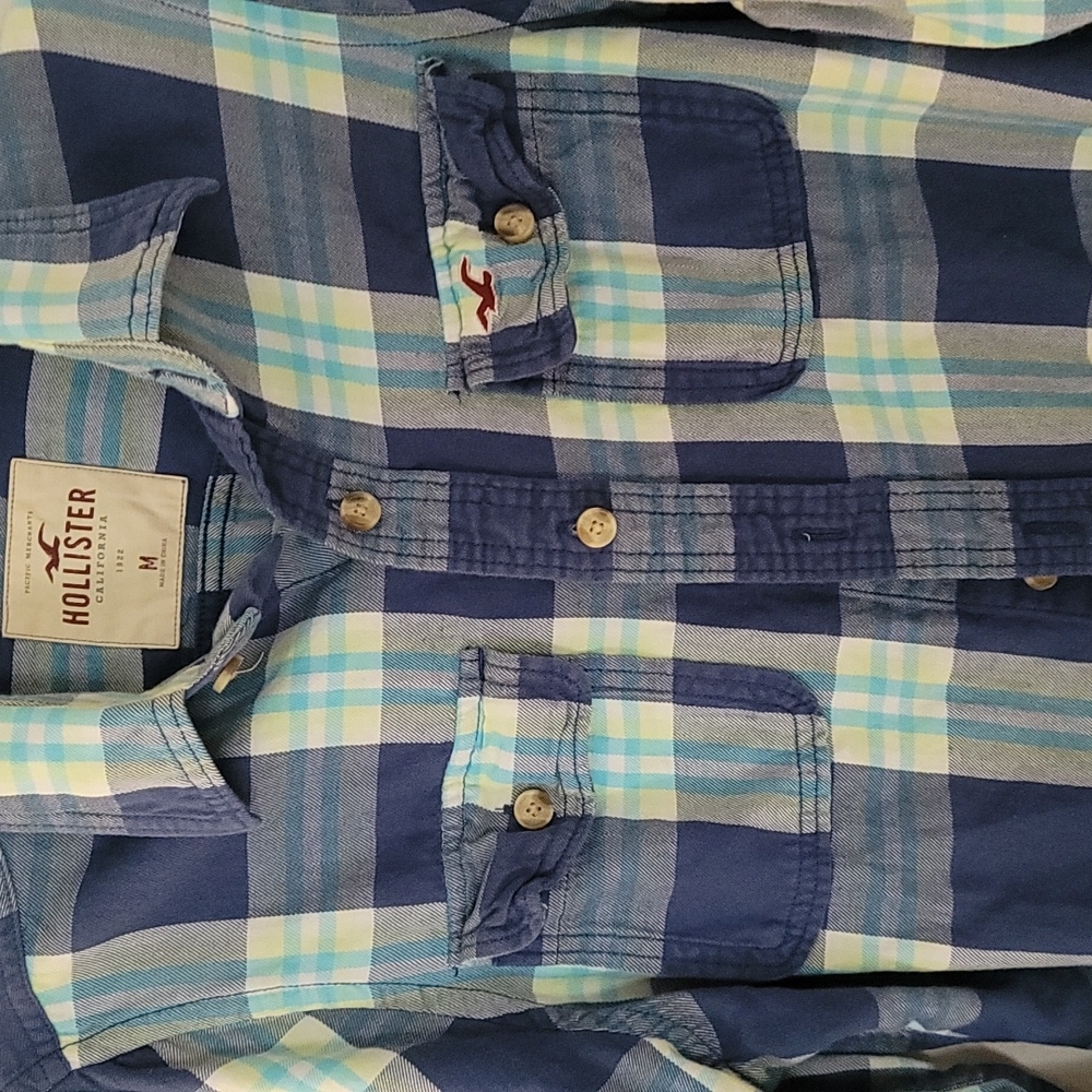 Hollister Junior Medium Button Up Multi Colored Plaid Shirt